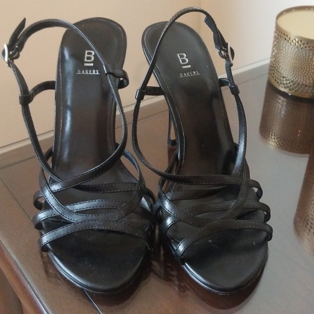 Black Strappy Heels From Bakers Size 7